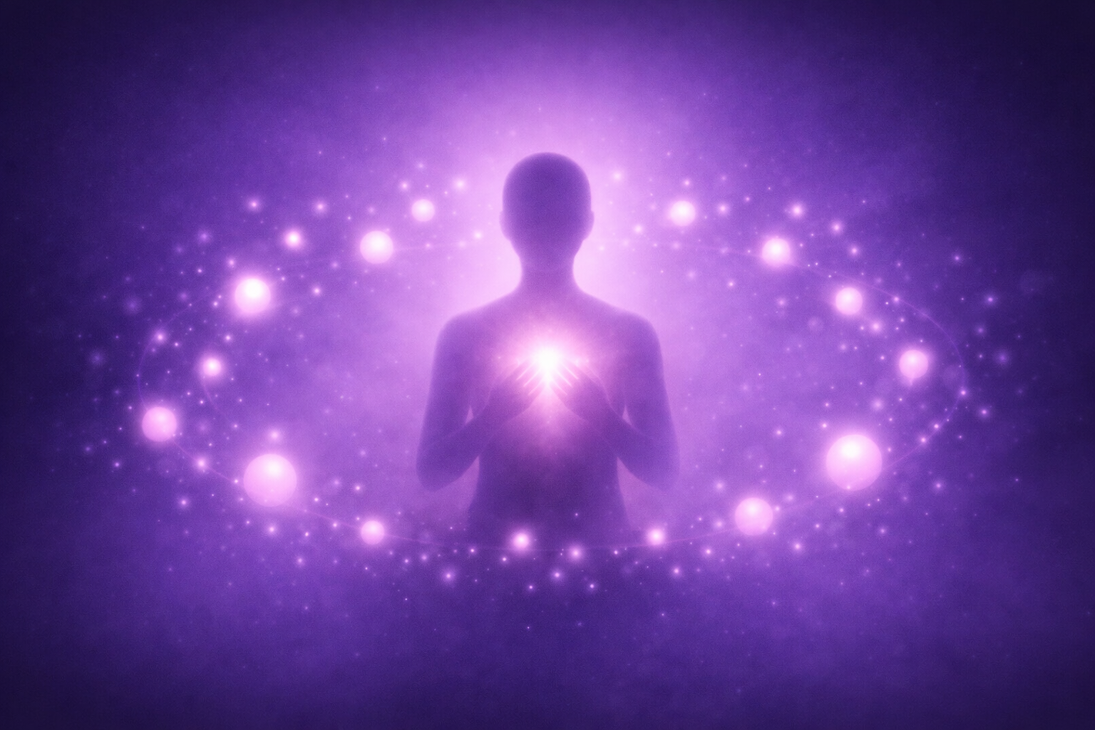 Persona sonriente rodeada de elementos que representan diferentes áreas de plenitud